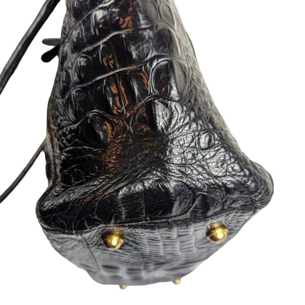 Brahmin Black Crocodile Leather Shopper Shoulder Bag Tote Large - Picture 4 of 9